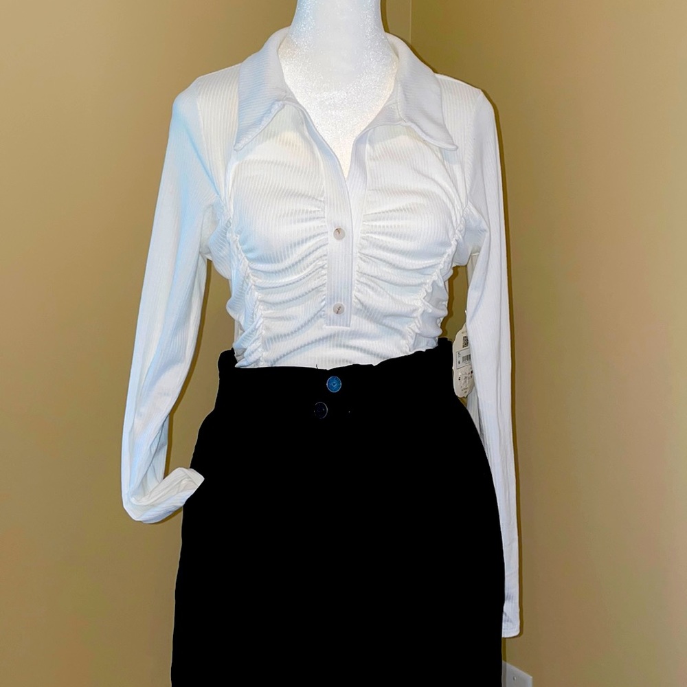 Retro collared Long Sleeve Bodysuit